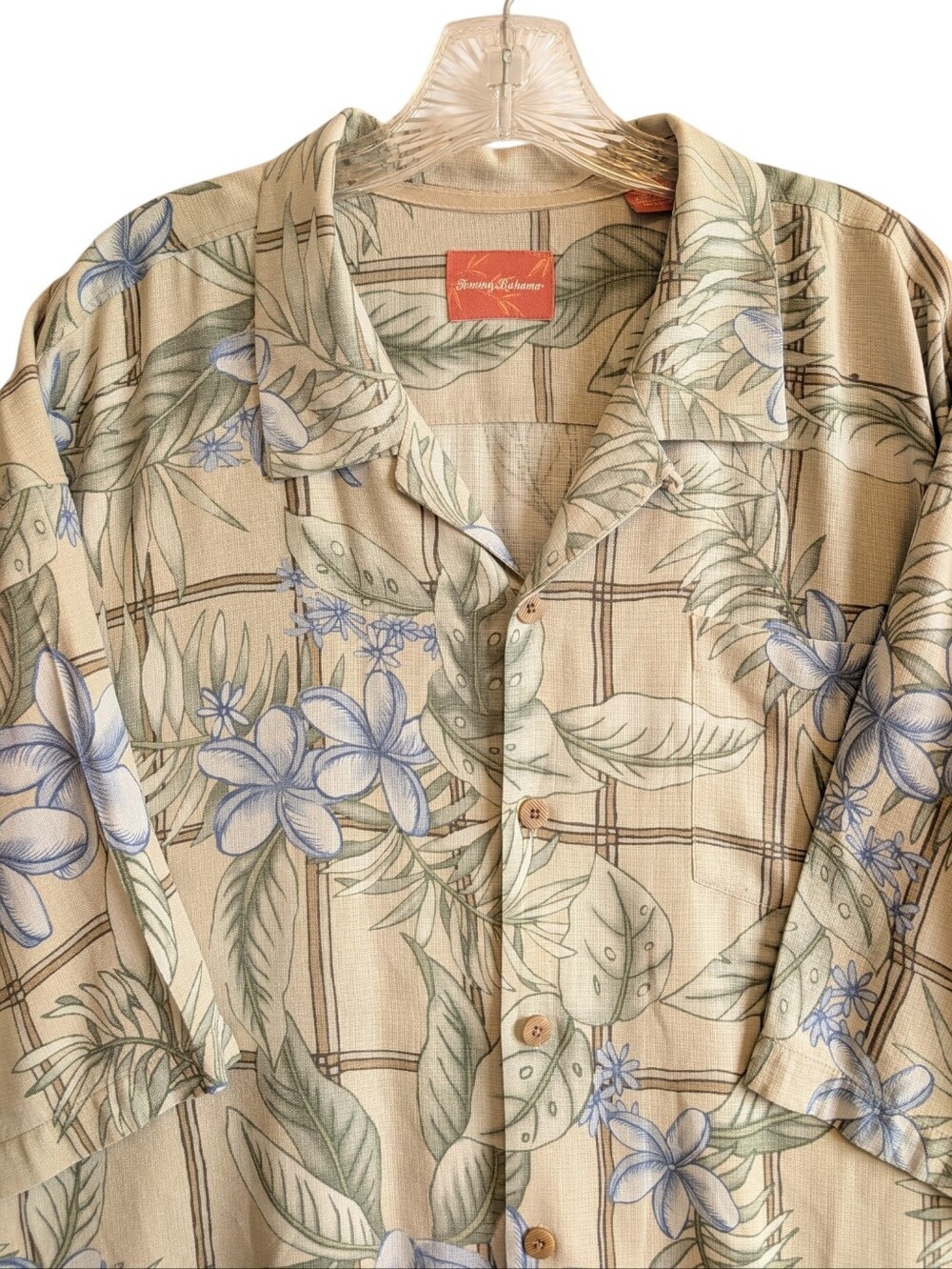 Tommy Bahama men's 100% silk Button Down shirt 2xl Floral Tropical Short Sleeve